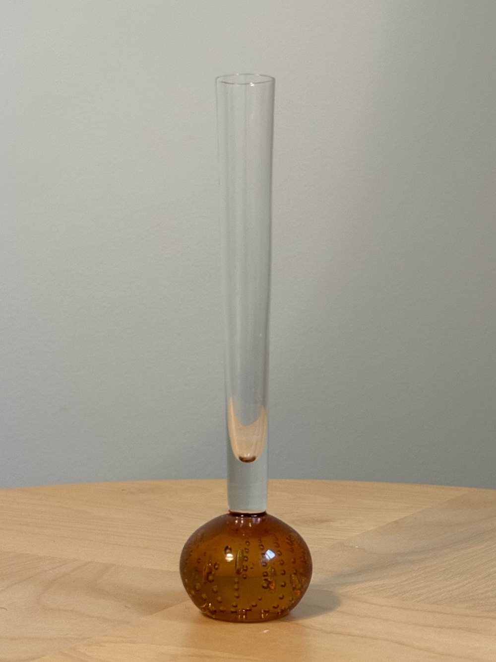 Vintage 8" Kosta Orange Controlled Bubble Glass Fluted Bud Flower Vase MCM Decor